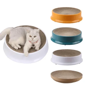 Bàn Cào Móng Giấy Ổ Nằm Tròn Có Đế Nhựa Cho Mèo
